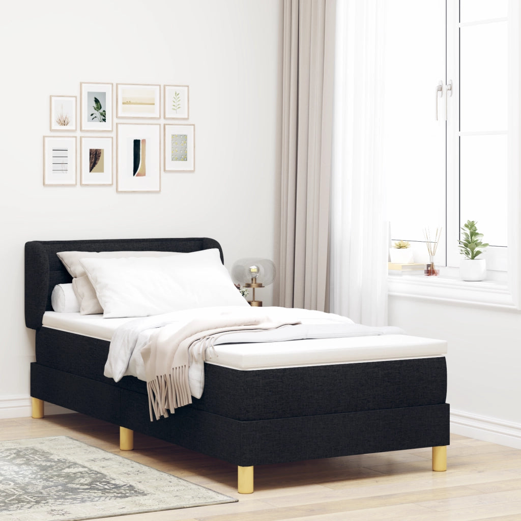 Letto Box Spring con Materasso  Nero 100x200 cm Tessuto