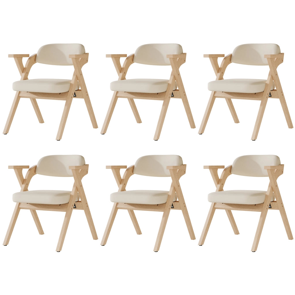 Sedie da Pranzo Pieghevoli Set 4 Pezzi ¨C MINIMAL ¨C Legno Massello, Tessuto Lino, Beige, Moderno