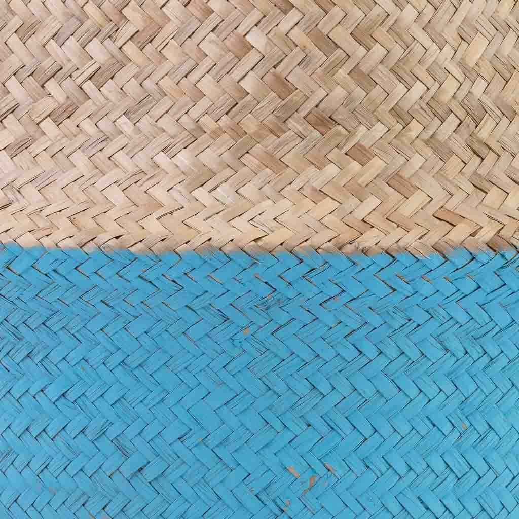 Cestino blu naturale con manici, D35x30/46h cm