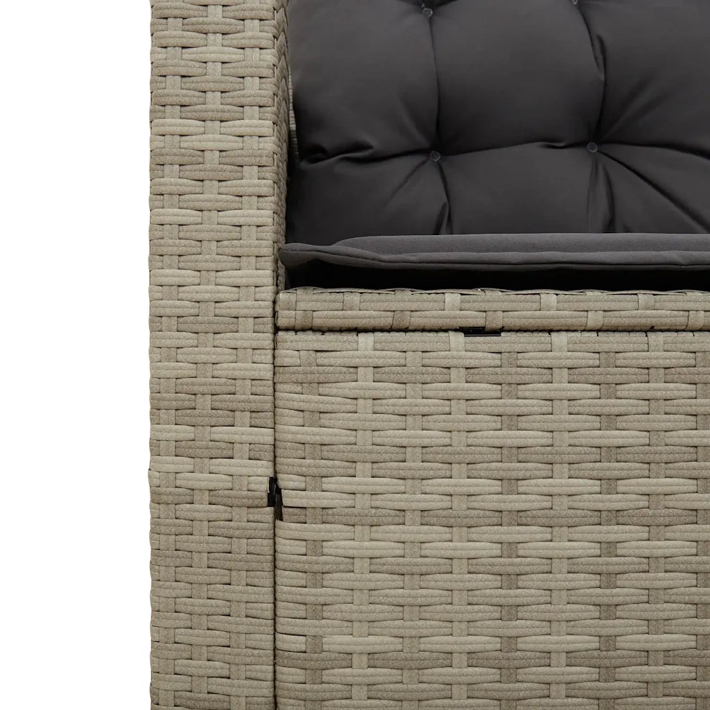 Divano Giardino Tavolo e Cuscini a L-Sofa da Giardino-Divanetto da esterno Grigio Chiaro Polyrattan 629436