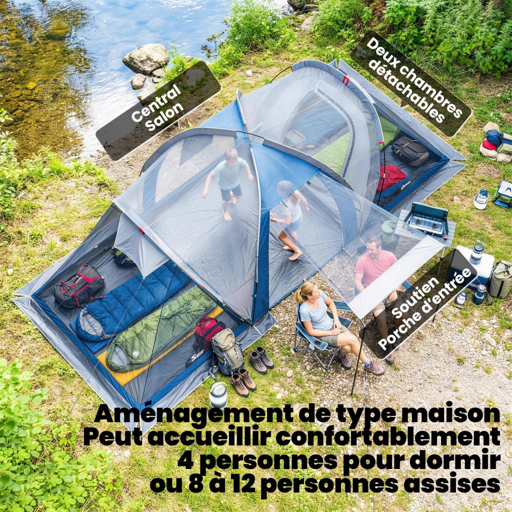Tenda da campeggio tunnel 4-5 persone 2 camere ¨C zephmum ¨C blu