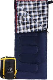 Sacco a piumino in cotone XL per adulti - Sacco da letto in flanella confortevole per 3-4 stagioni - Ideale per il tempo freddo - Adatto per attività all'aperto come pesca e campeggio - Blu - 5 kg di piumino