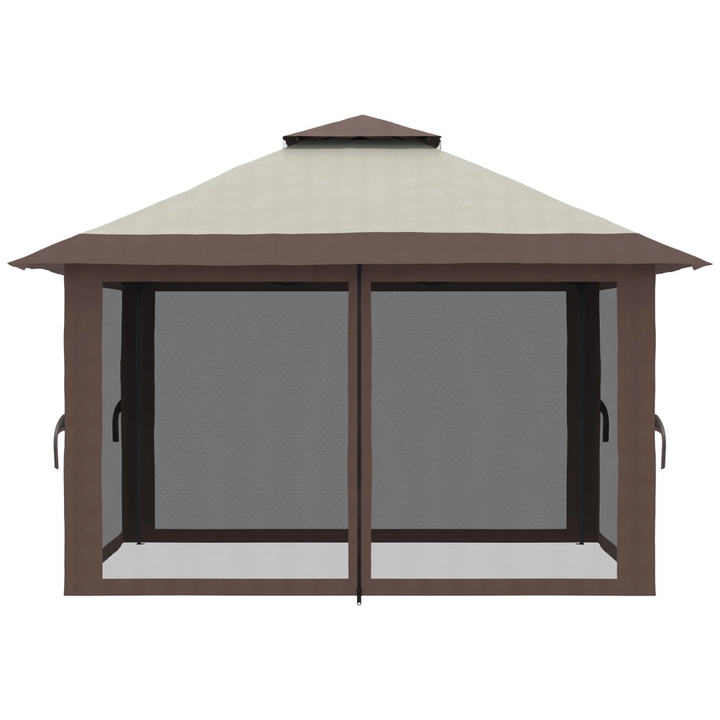 Pavillon da giardino pieghevole 4x4 m, altezza regolabile, con protezione UV50+, colore beige