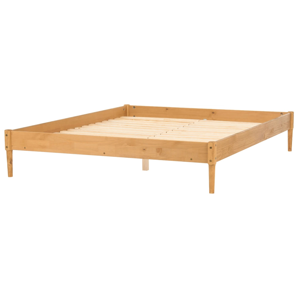 Letto matrimoniale in legno con rete a doghe in pino, senza testiera 180 x 200 cm marrone chiaro stile scandinavo naturale