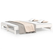 Letto da camera | Dormeuse Estraibile Bianca 2x(100x200)cm Legno Massello di Pino