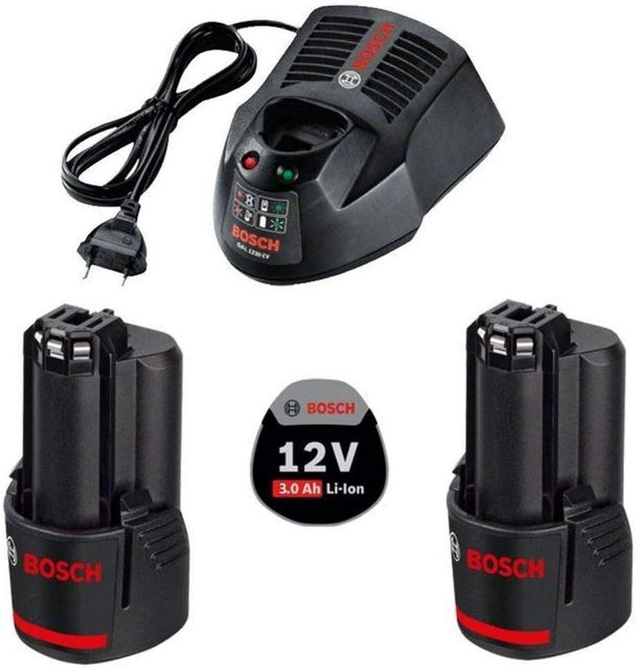 Bosch 1600A00X7E - Batteria ricaricabile agli ioni di litio GBA 12 V, 2 × 3,0 Ah + GAL 1230 CV, 3000 mAh, agli ioni di litio (Li-Ion), 12 V, nero, 2 pezzi