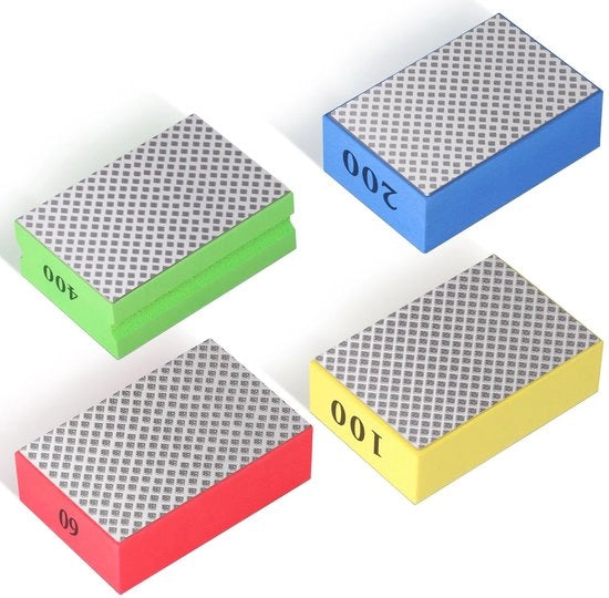 Blocco abrasivo a diamante 4 pezzi - per ceramica e vetro - progettato per uso facile - resistente all'usura