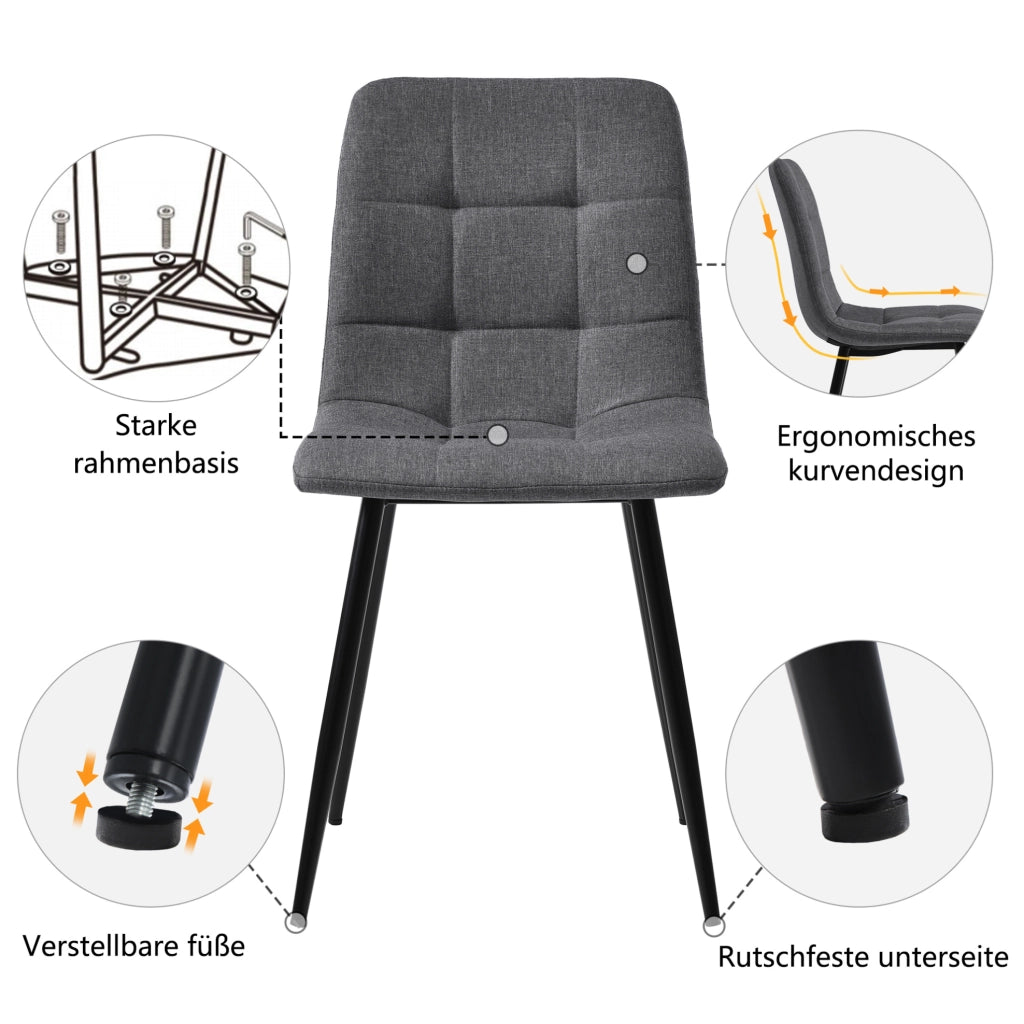 Set tavolo da pranzo rettangolare con 4 sedie grigie