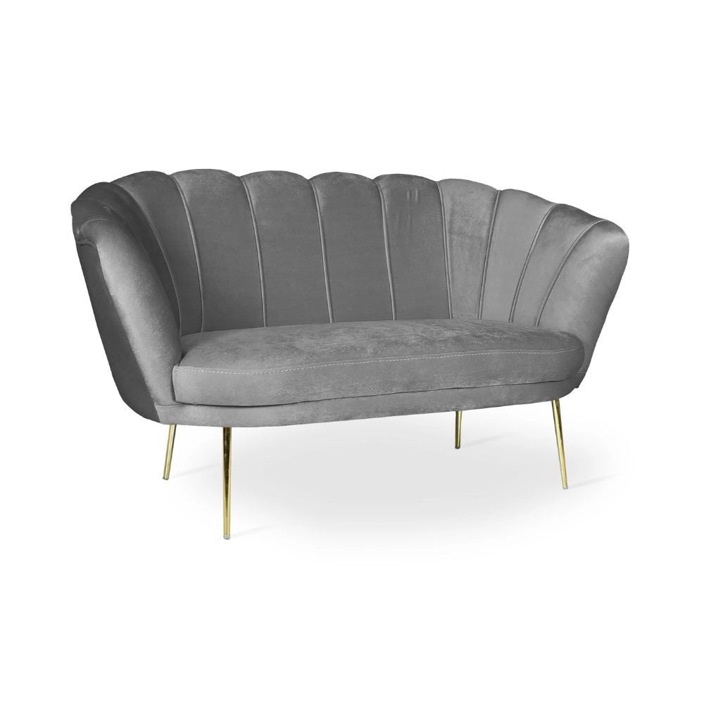 Divano a conchiglia due posti Orel velluto grigio 135x76.5x75h