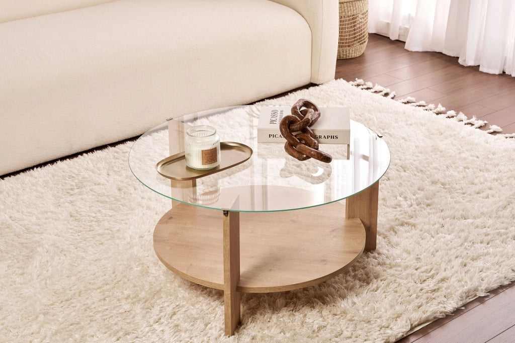 Tavolo basso in legno "Clara" - 75 x 75 x 40 cm - Chêne Saphir Trasparente
