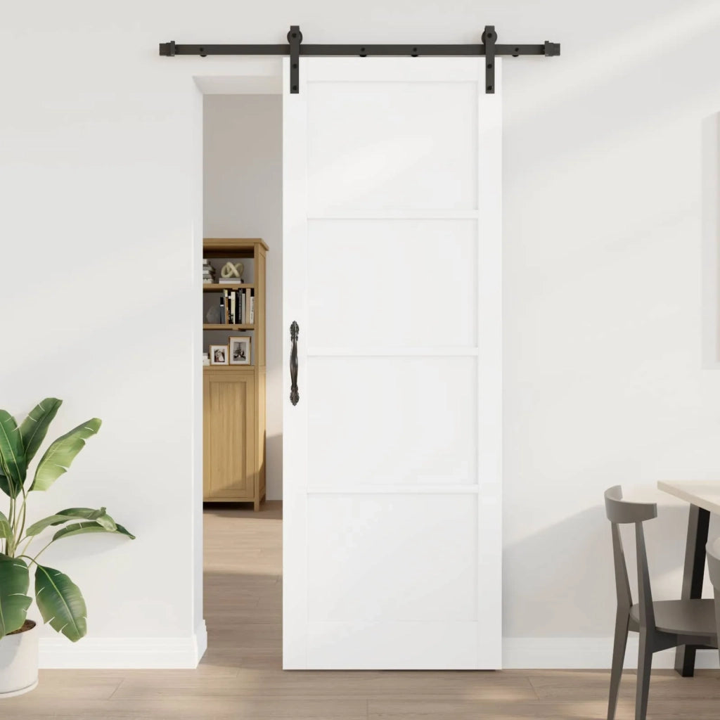 Porta scorrevole Bianco 83 x 232 cm Legno Massello di Pino 3445437