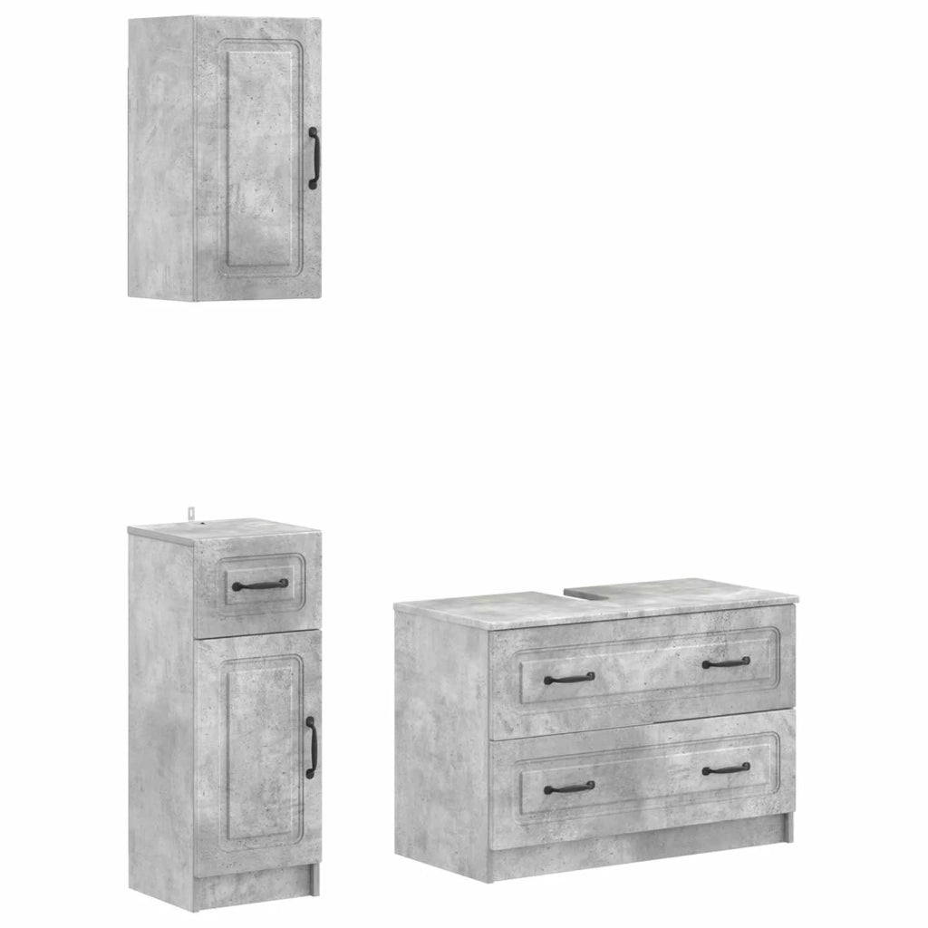 Set di armadietti da bagno in 3 pezzi UTRECHT Grigio Cemento 3417813