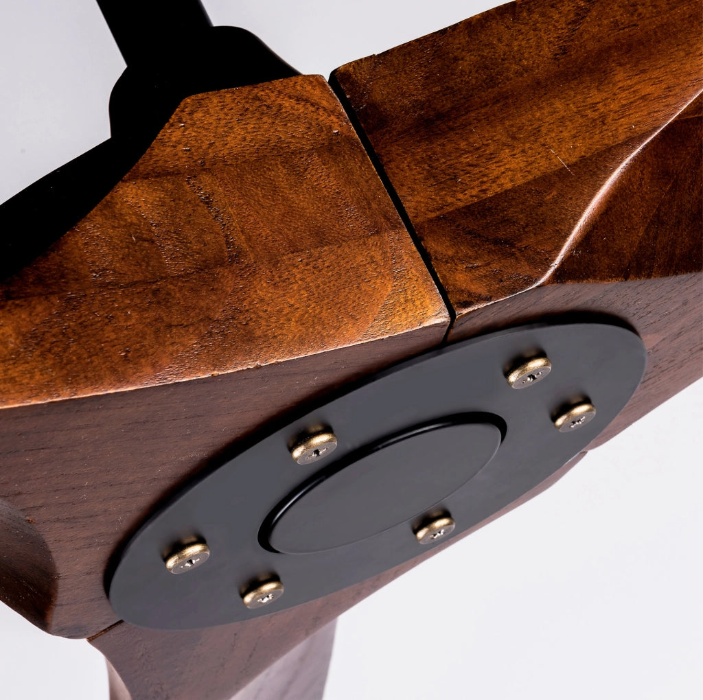 Ventilatore da soffitto a 3 pale in legno senza luce; con telecomando e funzione memoria; nero e noce scuro