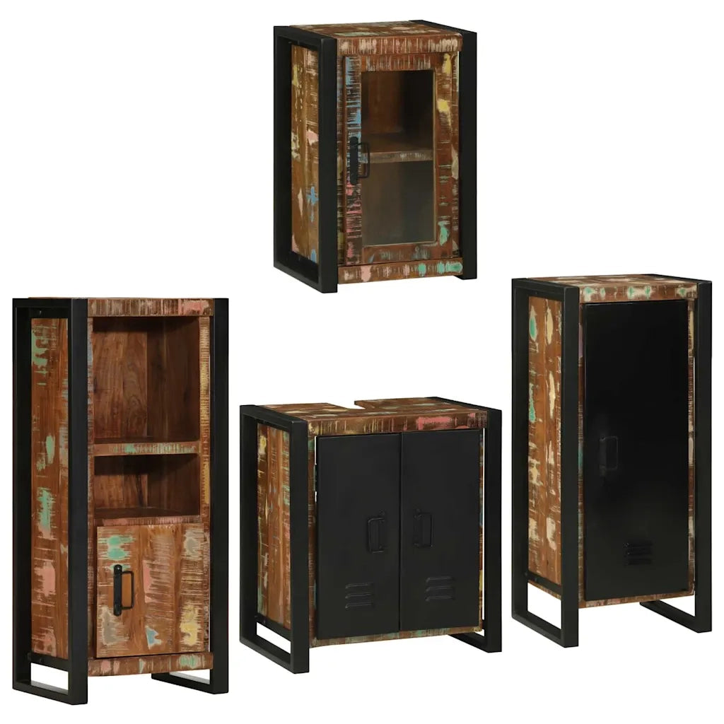 Set di mobili per il bagno 4 pcs Legno massello riciclato