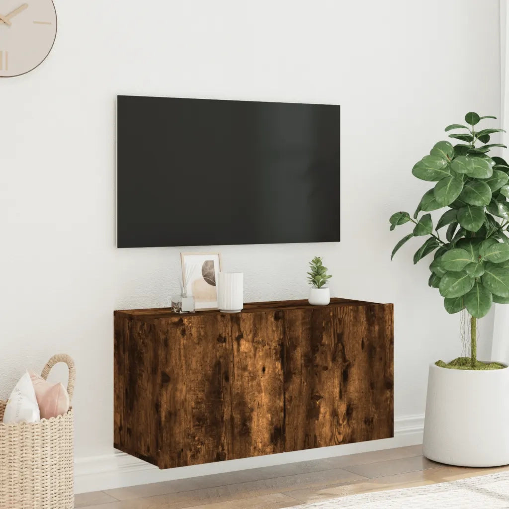 Mobile TV a Parete Rovere Fumo 80x30x41 cm 836960