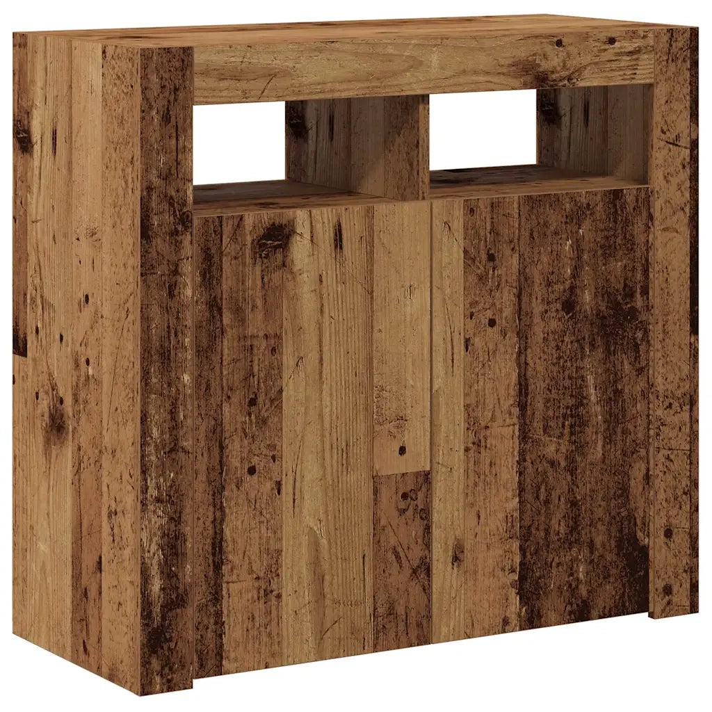 Credenza con Luci LED-Buffet-Armadio da cucina Legno Antico 80x35x75 cm in Truciolato
