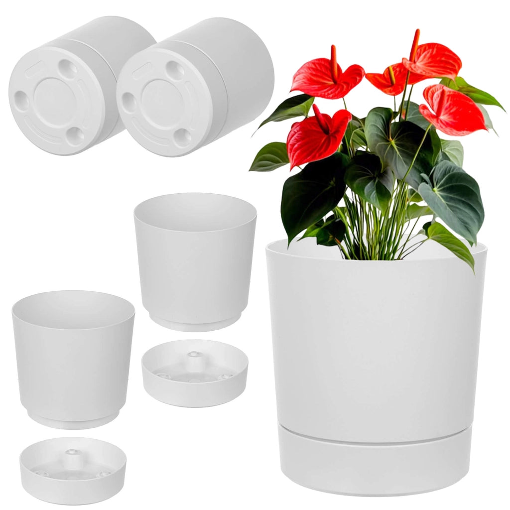 KADAX Vaso da fiori con coprivaso e sottovaso, rotondo, 14,5 cm, set da 2