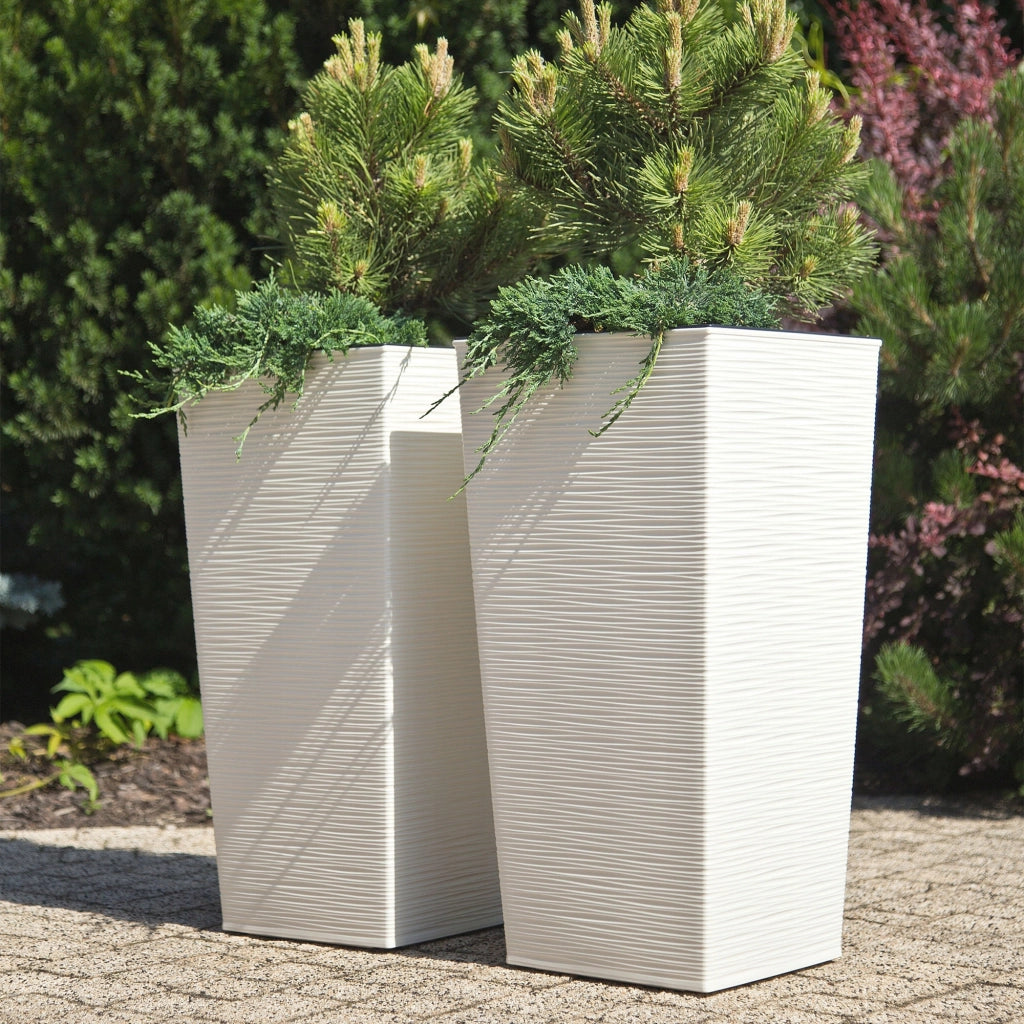 Vaso da giardino KADAX con inserto per fiori, grande e alto, 34x68 cm, bianco.
