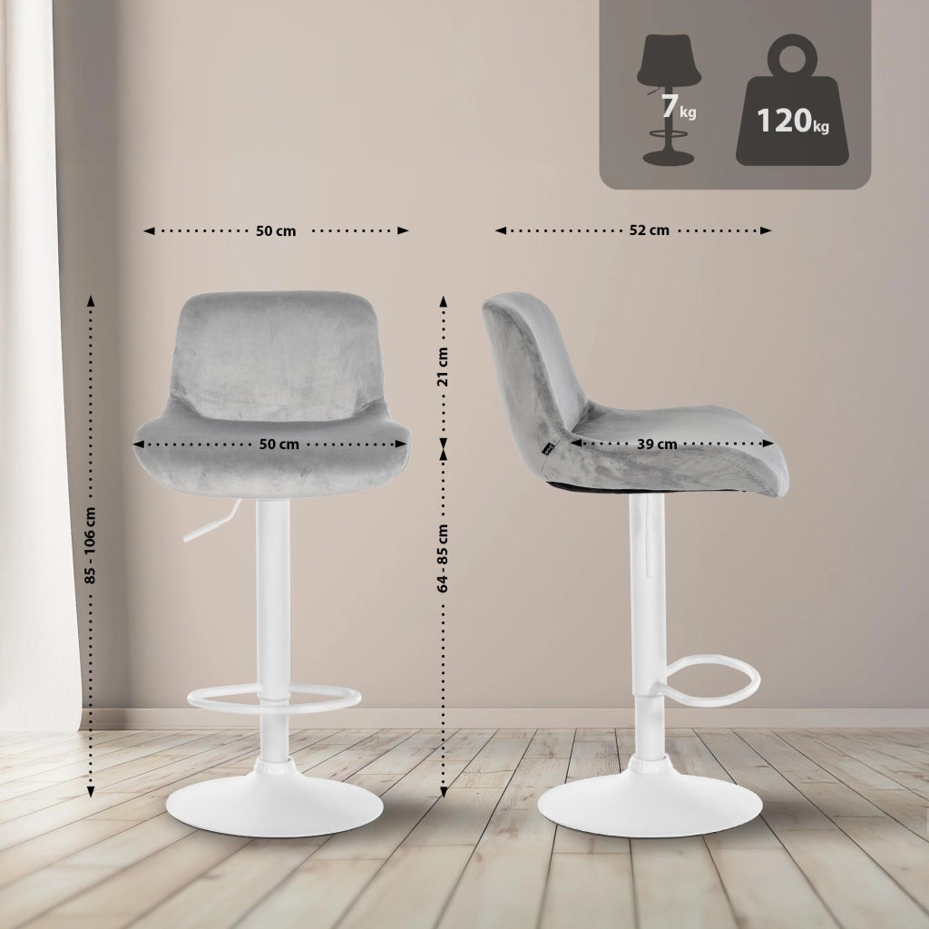 Set di 2 sgabelli da bar Solon velluto bianco 3