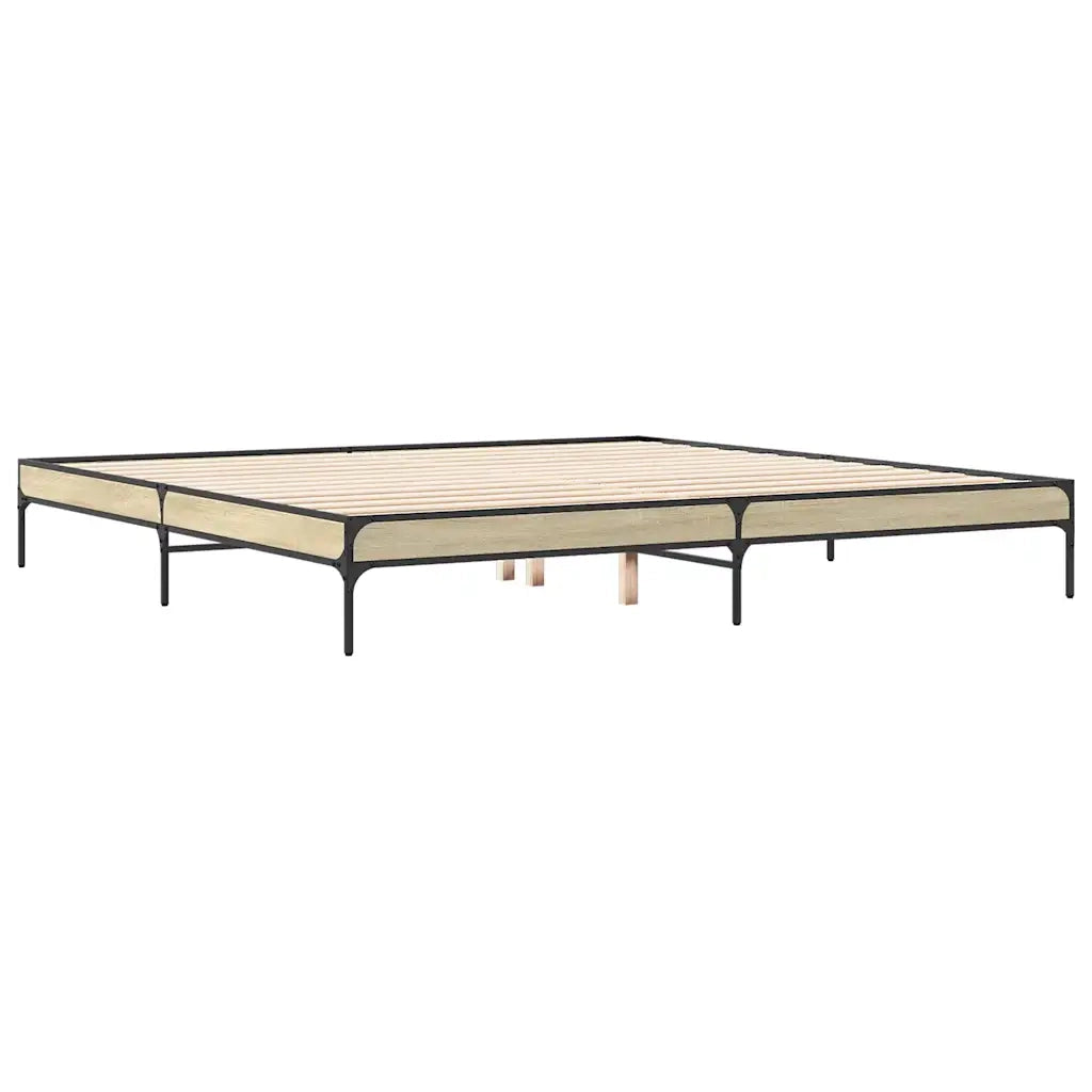 Giroletto-Struttura Letto Rovere Sonoma 200x200 cm Legno Multistrato e Metallo 449332