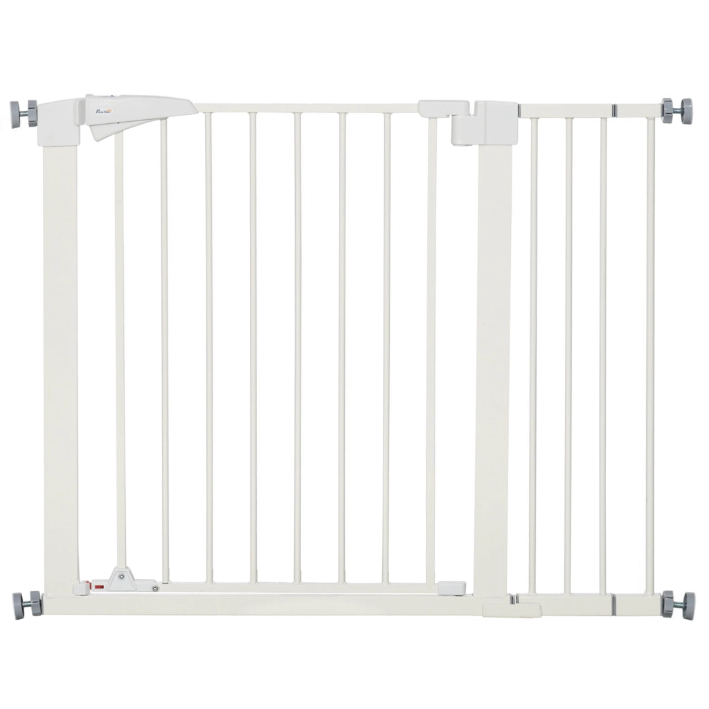 Cancelletto per Cani Regolabile 76-103cm con Chiusura Automatica Acciaio Bianco