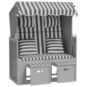 Strandkorb Cuscini Polyrattan e Legno Massello Grigio e Bianco CFW8075382