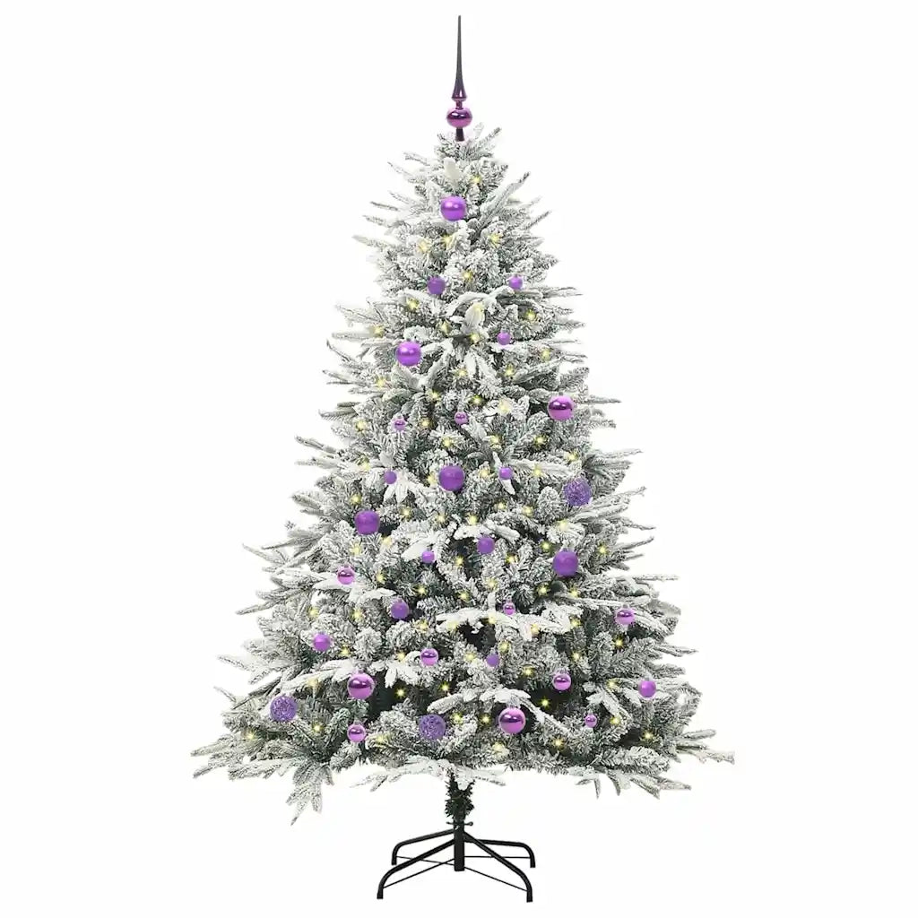 Albero di Natale Artificiale Pre-illuminato con Set di Palline