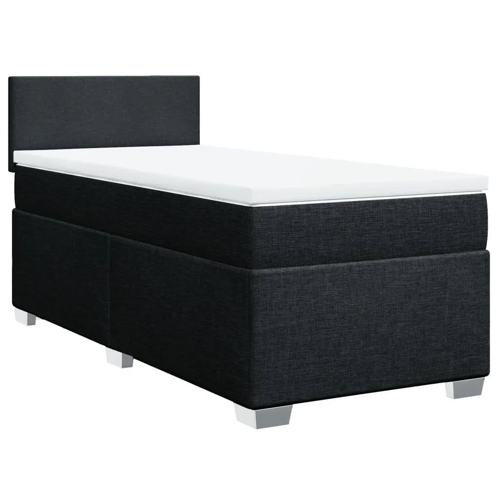 Letto singolo | Letto per adulti | Giroletto a Molle con Materasso Nero 80x200 cm inTessuto