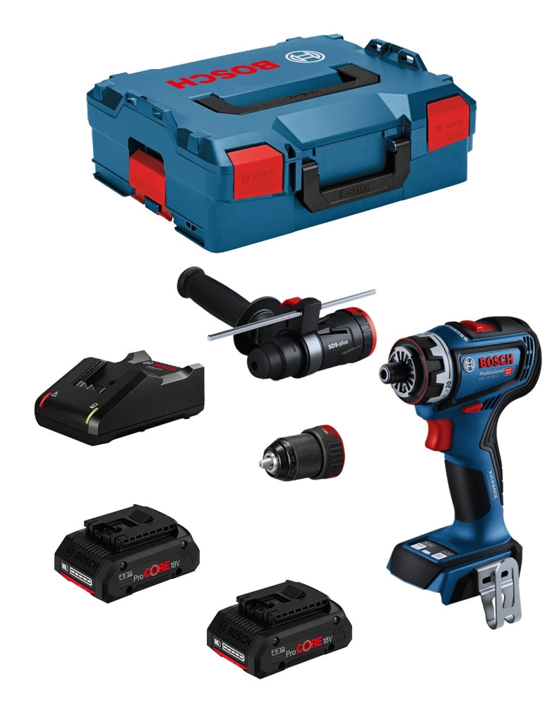 Trapano Avvitatore BOSCH GSR 18V-90 FC (2 x 4,0 Ah ProCORE + GAL18V-40 + L-Boxx 136 + 2 teste)