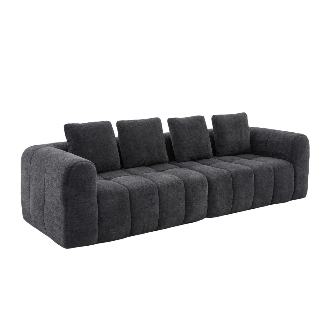 Divano Angolare Modulare 2 Posti ¨C Xylo ¨C Velluto Grigio Scuro, Braccioli, 260x94x80