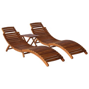 Lettino Prendisole 3 pz con Tavolino in Legno Massello d'Acacia cod mxl 14628