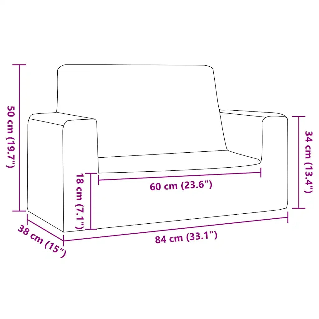 Divano per Bambini a 2 Posti-Sofa-Divanetto Antracite in Morbido Peluche 482090