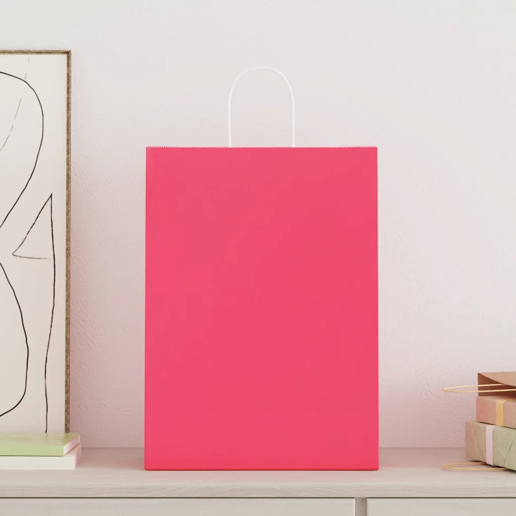 Sacchetti di Carta 250 pz con Manici Rosa 32x17x44 cm 4101678