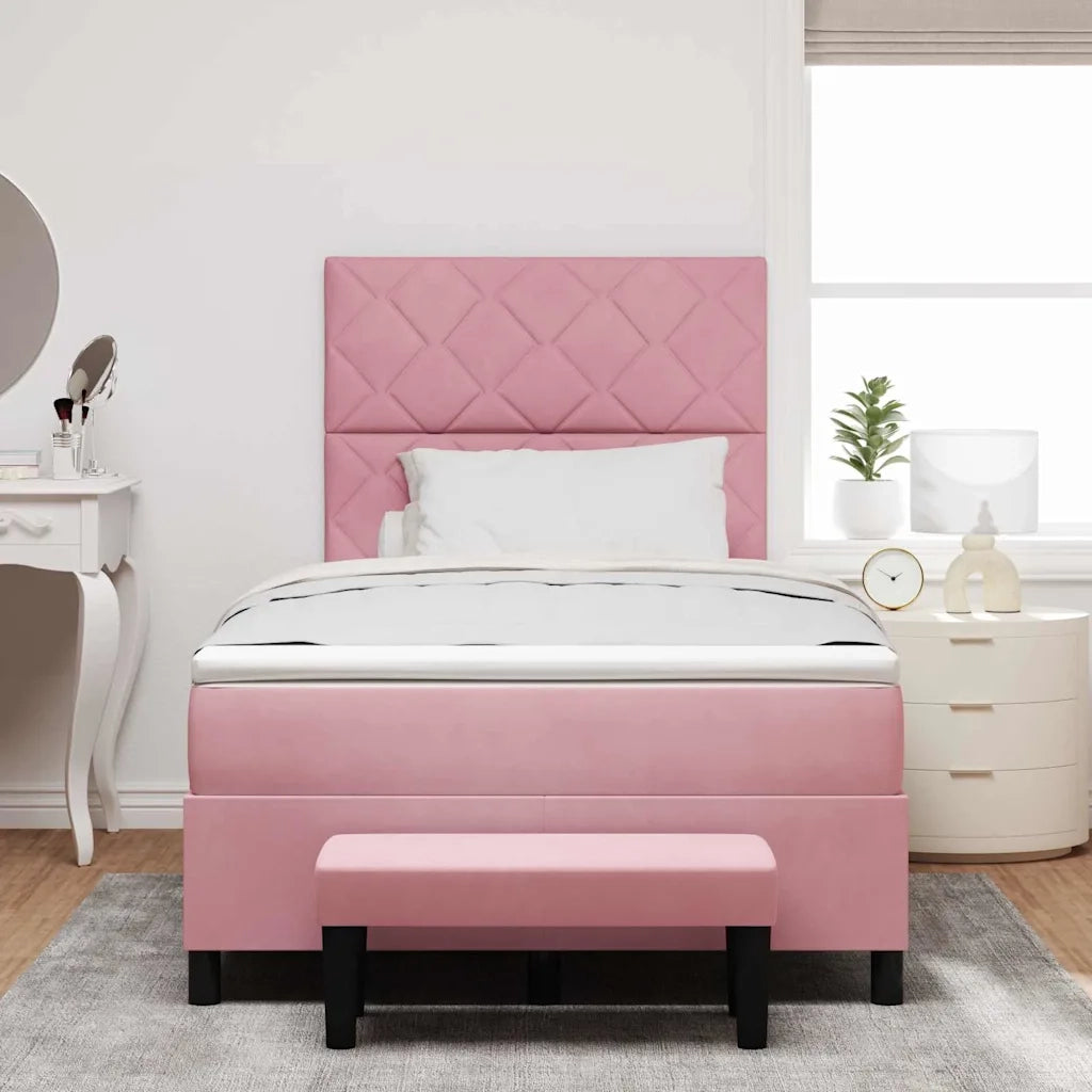 Letto a molle con testiera Rosa 200 x 120 cm Velluto 3344575
