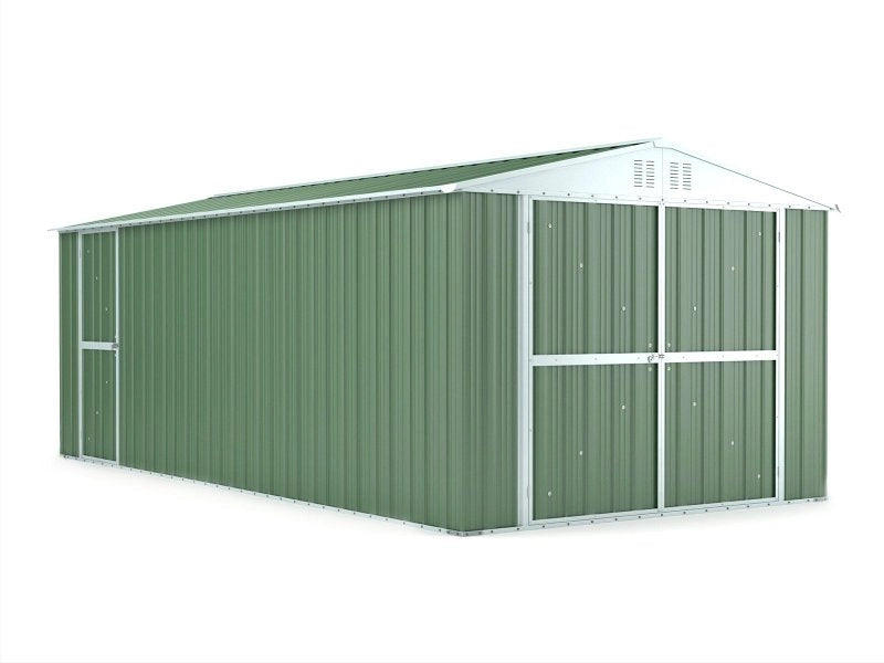 Casetta Box da Giardino in Lamiera di Acciaio Porta Utensili 327x611x235 cm Enaudi Verde