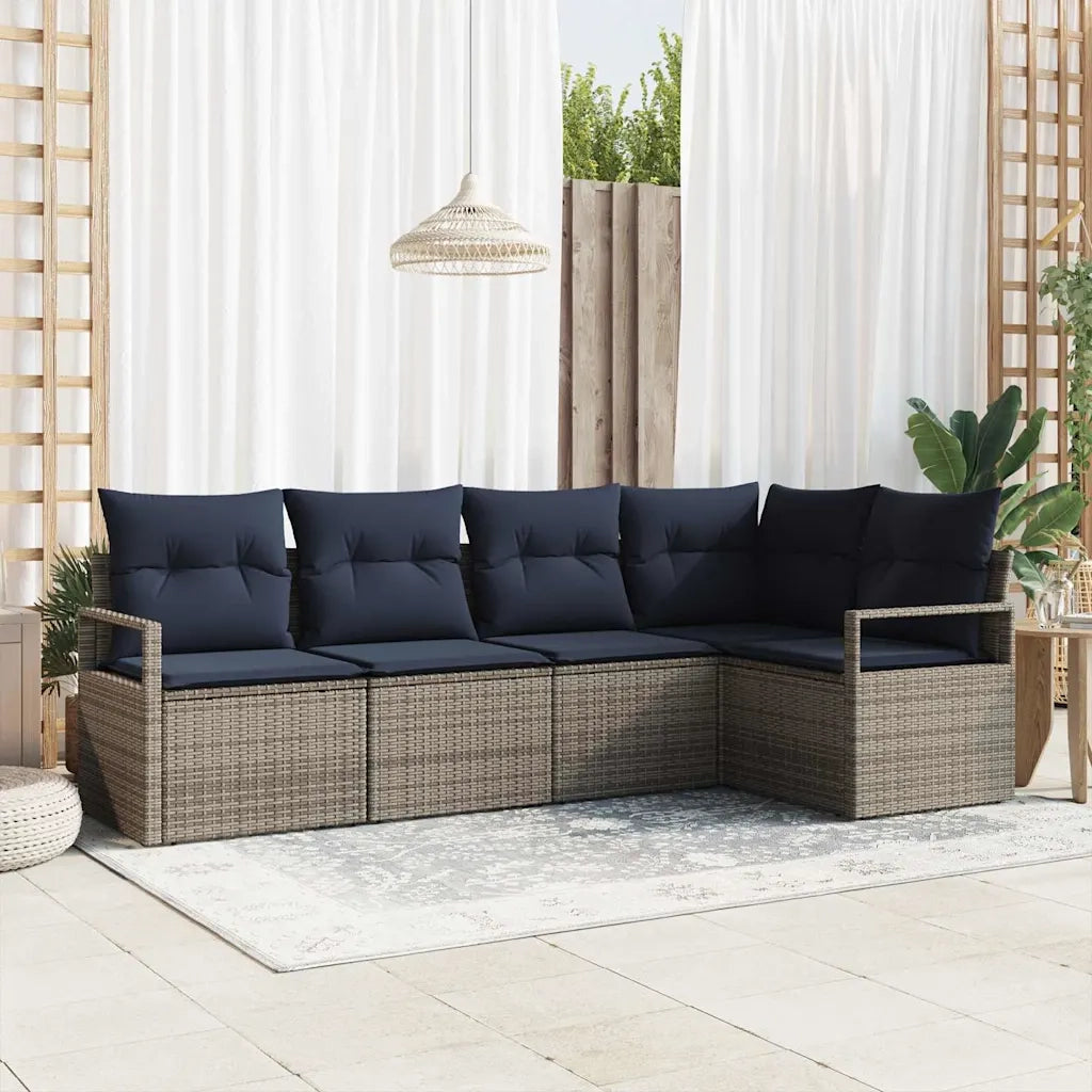Set di divani 5 pcs Grigio polyrattan