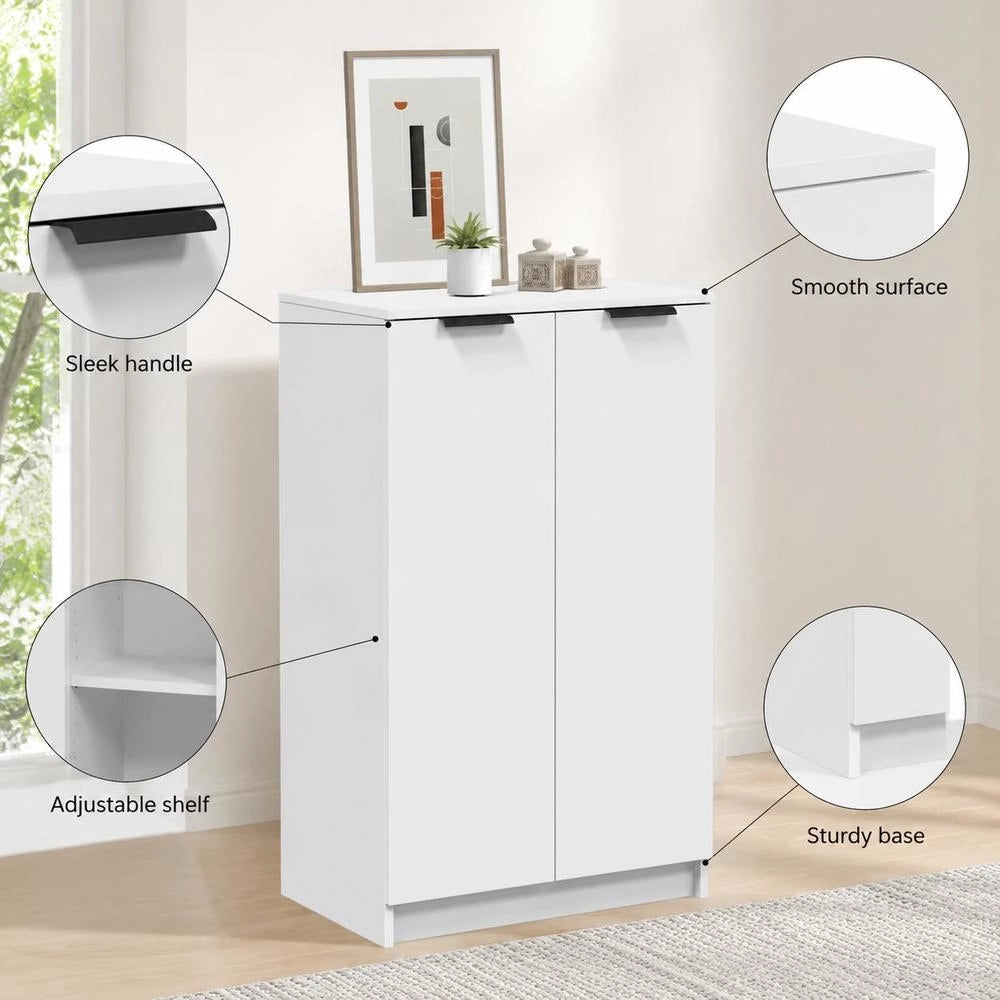 Shoe Cabinet, White, 59x35x100.5 Cm, Wood-based Material