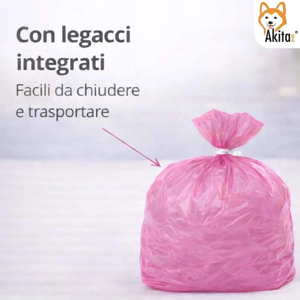 Akitaink 120 Sacchi Spazzatura 50x60 Rosa con Legacci