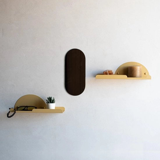 Set di supporti per parete da 2 pezzi - Supporto per oggetti in sospensione - Grucce - Supporto per bagno - Supporto per cucina - Supporto per chiavi - 35 cm, giallo senape - Pannello per parete