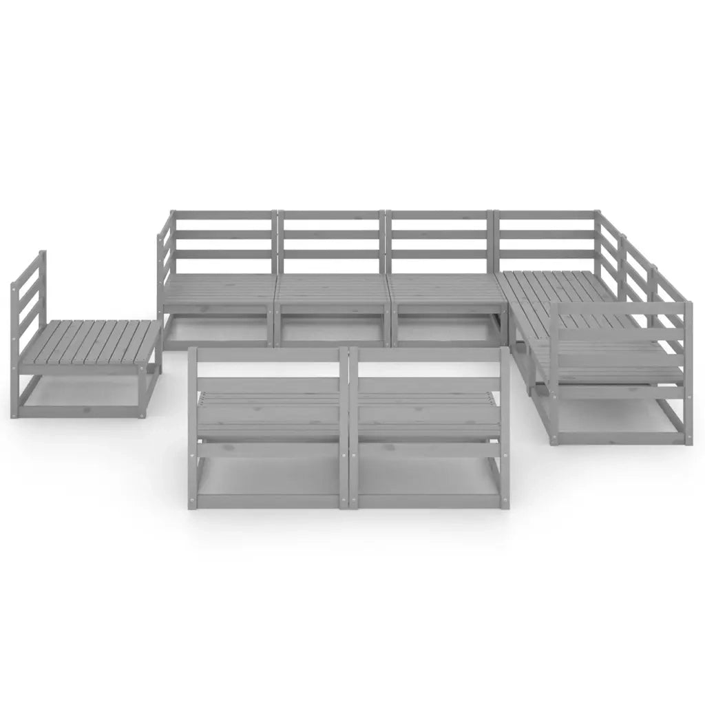 Set Divani da Giardino 9 pz Grigi in Legno Massello di Pino cod mxl 37539