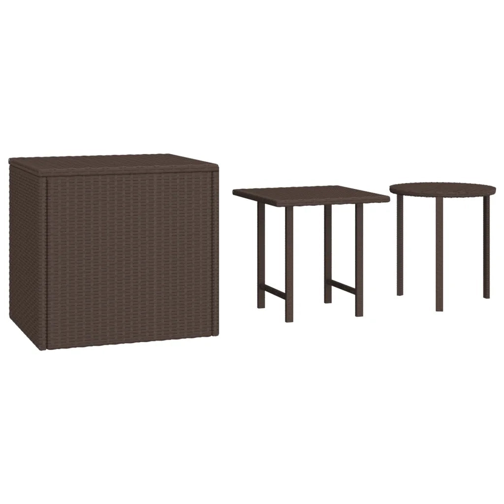 Tavolini da Giardino 3 pz | Tavolino da esterno Marroni in Polyrattan