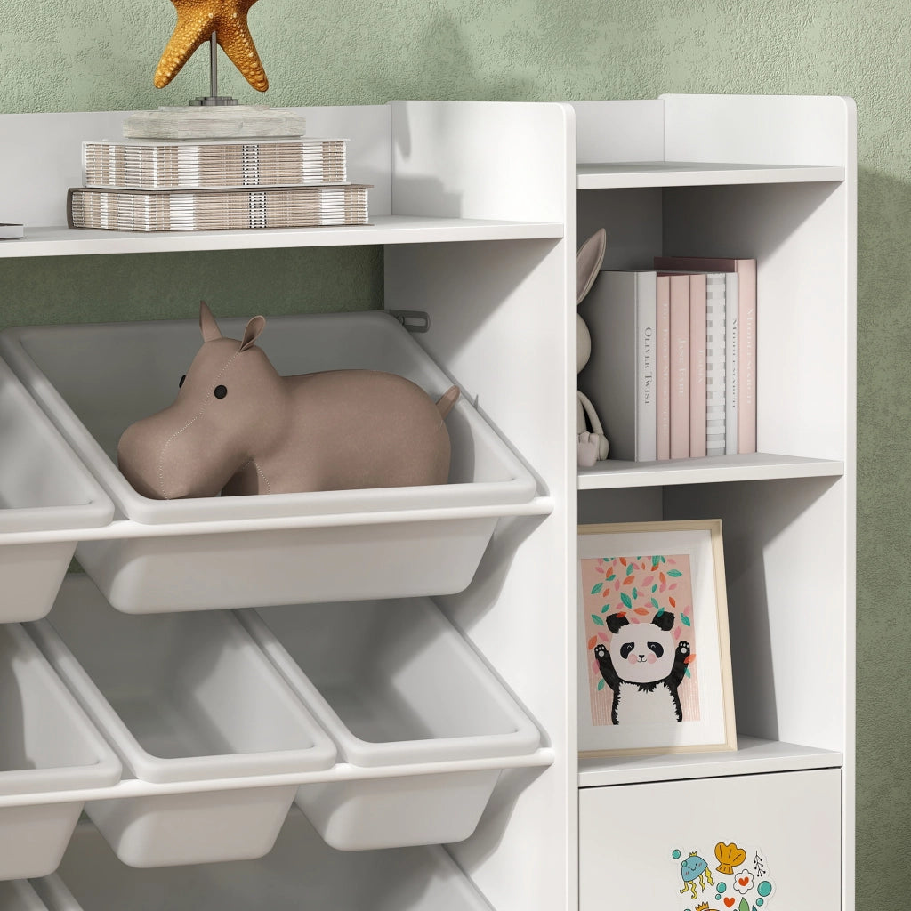 Scaffale per giocattoli bambini con 8 bacs ¨C zephmum ¨C bianco 140x30x90