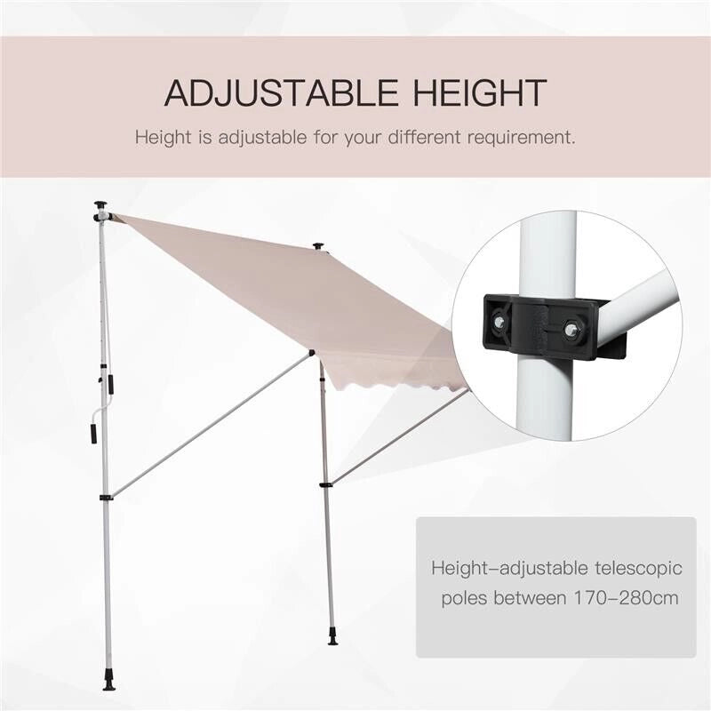 TENDA DA SOLE CON MANOVELLA E ANGOLO REGOLABILE 200 X 150 CM BEIGE
