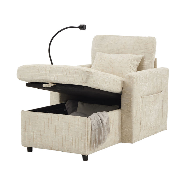 Poltrona multifunzionale - Xylo - Schienale regolabile con supporto smartphone, chenille