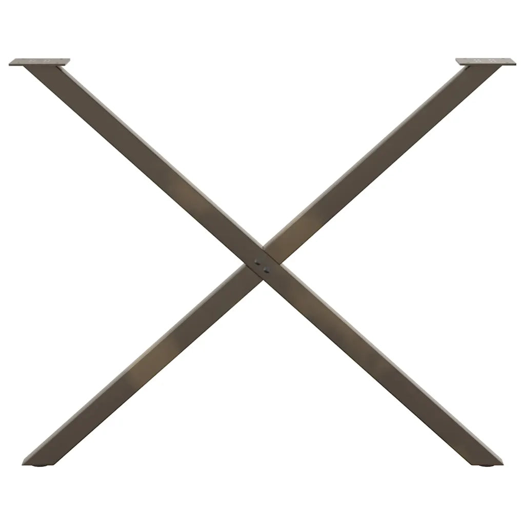 Gambe per tavolo da pranzo a forma di X 2 pz | Piede del tavolo in acciaio naturale 90x(72-73) cm