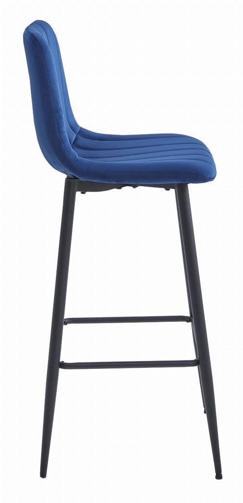 Sgabello Valora POZZA in velluto blu navy con gambe nere x3