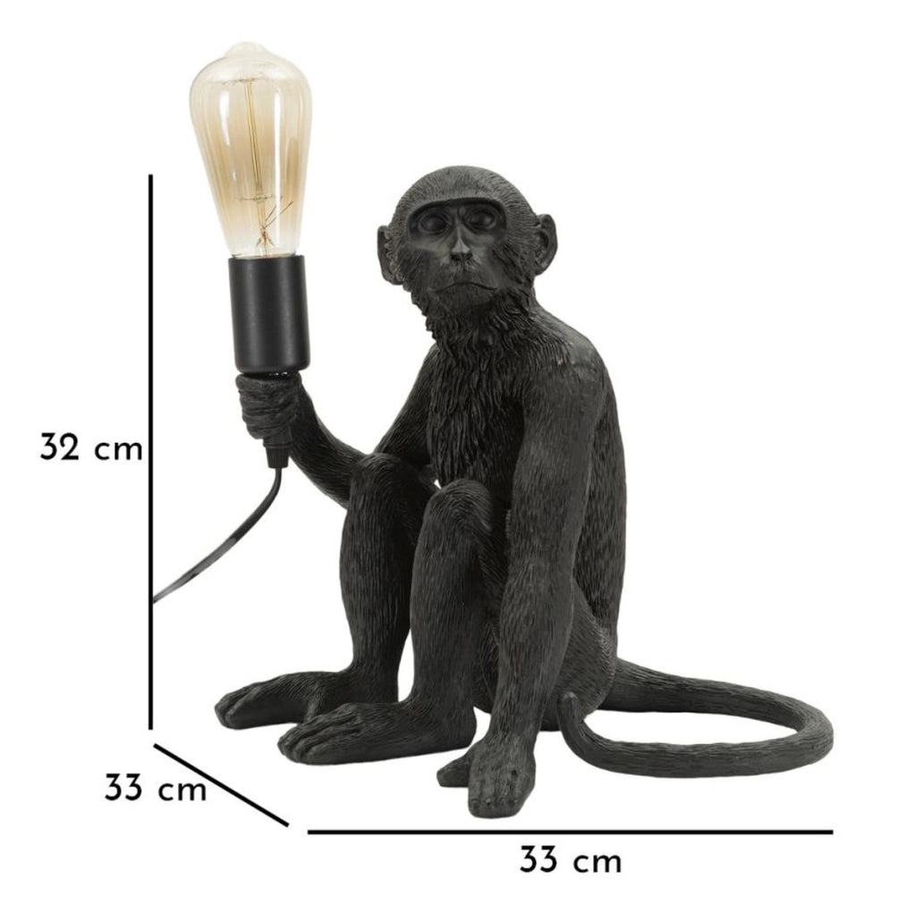 Lampada da Tavolo Scimmia 1, Nero, Poliestere, 33x33x32 cm