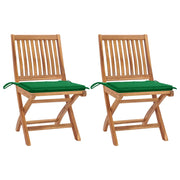 Sedie da Giardino 2 pz con Cuscini Verdi in Massello di Teak cod mxl 73795