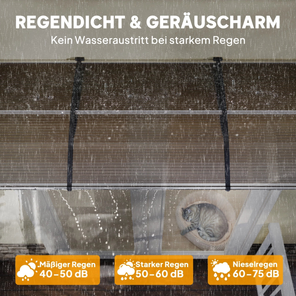 Vordach per Porta Finestra ¨C zephmum ¨C 303x96x27cm Nero Marrone