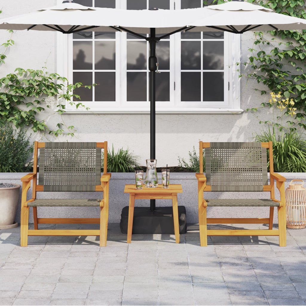 Sedie da Giardino 2 pezzi Grigio 76x67x73.5 cm Legno Massello di Acacia